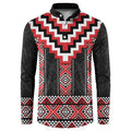 Red Taniko Aotearoa Button Sweatshirt Niho Taniwha Mix Poutama LT14