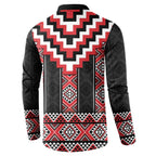 Red Taniko Aotearoa Button Sweatshirt Niho Taniwha Mix Poutama LT14