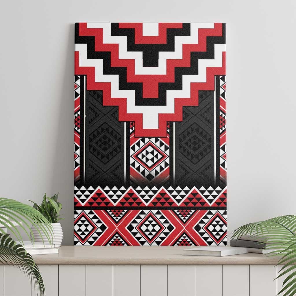 Red Taniko Aotearoa Canvas Wall Art Niho Taniwha Mix Poutama LT14