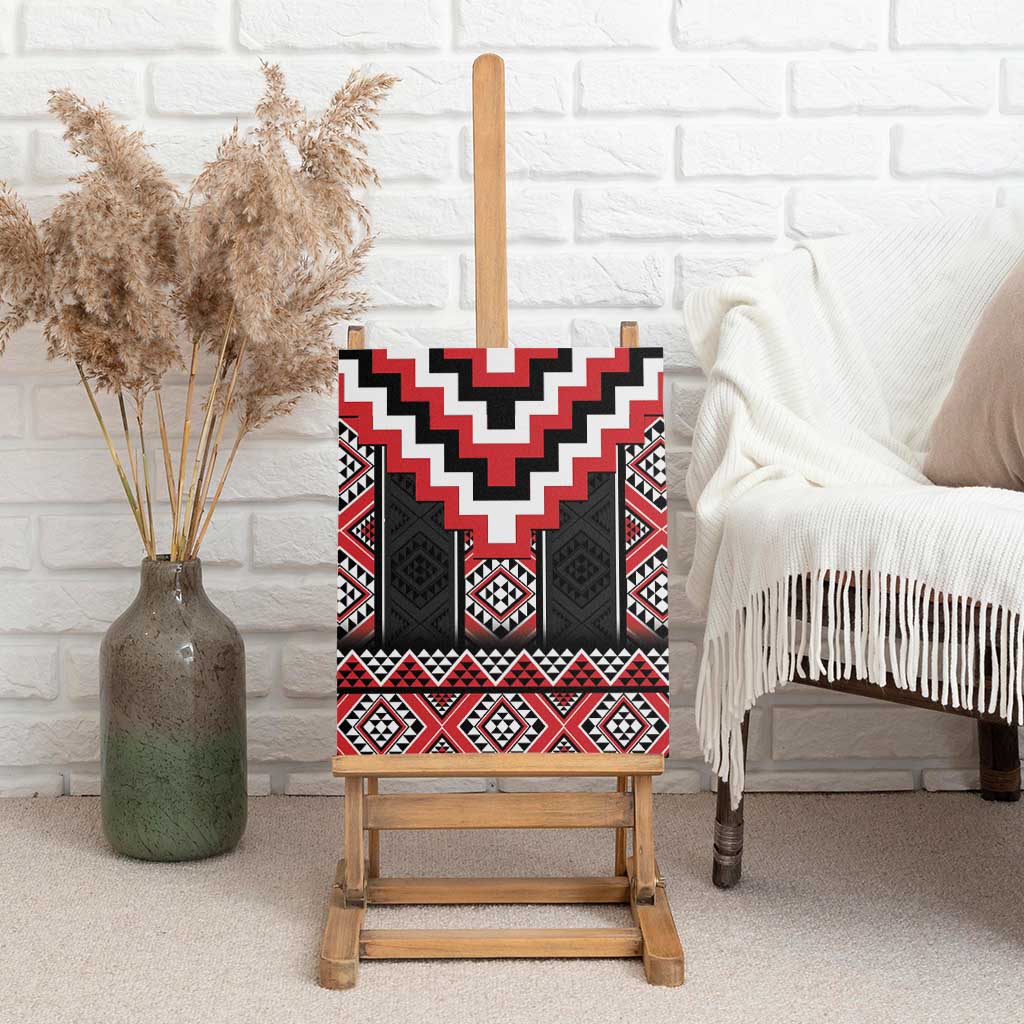 Red Taniko Aotearoa Canvas Wall Art Niho Taniwha Mix Poutama LT14