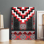 Red Taniko Aotearoa Canvas Wall Art Niho Taniwha Mix Poutama LT14