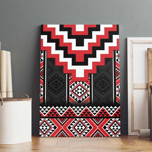 Red Taniko Aotearoa Canvas Wall Art Niho Taniwha Mix Poutama LT14