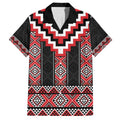 Red Taniko Aotearoa Family Matching Off The Shoulder Long Sleeve Dress and Hawaiian Shirt Niho Taniwha Mix Poutama LT14