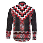 Red Taniko Aotearoa Family Matching Short Sleeve Bodycon Dress and Hawaiian Shirt Niho Taniwha Mix Poutama LT14