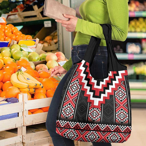 Red Taniko Aotearoa Grocery Bag Niho Taniwha Mix Poutama