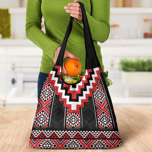Red Taniko Aotearoa Grocery Bag Niho Taniwha Mix Poutama