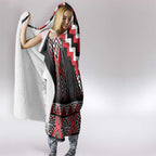 Red Taniko Aotearoa Hooded Blanket Niho Taniwha Mix Poutama LT14