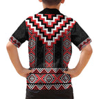 Red Taniko Aotearoa Kid Hawaiian Shirt Niho Taniwha Mix Poutama LT14