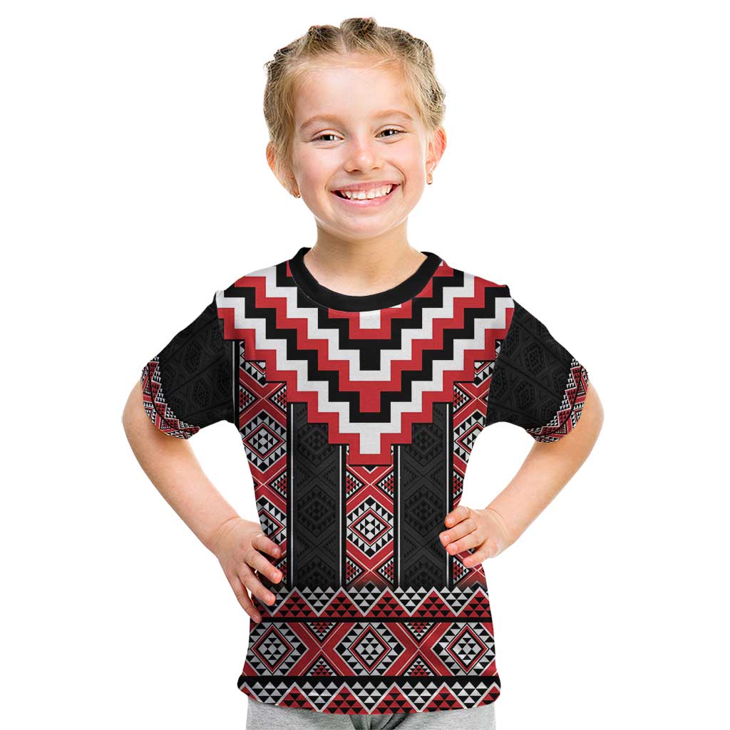 Red Taniko Aotearoa Kid T Shirt Niho Taniwha Mix Poutama LT14