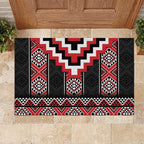 Red Taniko Aotearoa Rubber Doormat Niho Taniwha Mix Poutama LT14