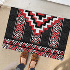 Red Taniko Aotearoa Rubber Doormat Niho Taniwha Mix Poutama LT14