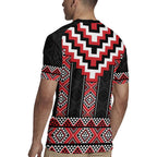 Red Taniko Aotearoa Rugby Jersey Niho Taniwha Mix Poutama LT14