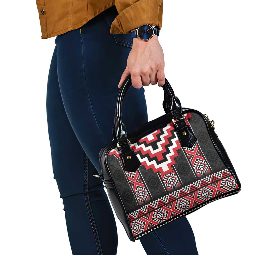 Red Taniko Aotearoa Shoulder Handbag Niho Taniwha Mix Poutama LT14