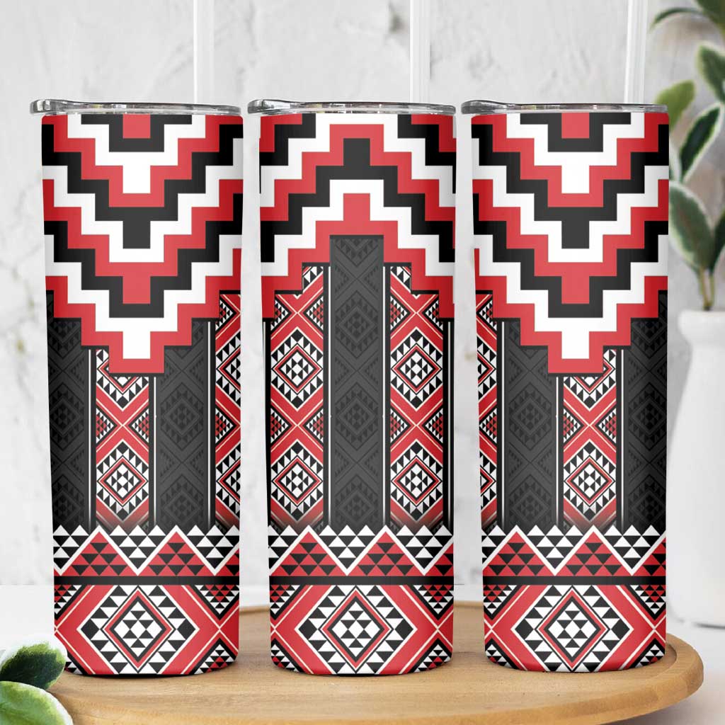 Red Taniko Aotearoa Skinny Tumbler Niho Taniwha Mix Poutama LT14