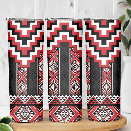 Red Taniko Aotearoa Skinny Tumbler Niho Taniwha Mix Poutama LT14