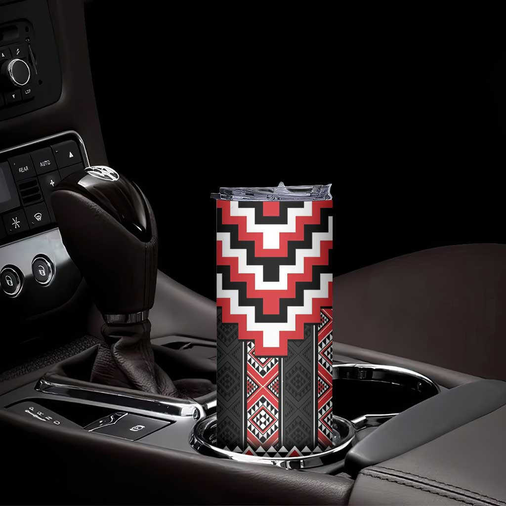 Red Taniko Aotearoa Skinny Tumbler Niho Taniwha Mix Poutama LT14