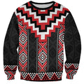 Red Taniko Aotearoa Sweatshirt Niho Taniwha Mix Poutama LT14