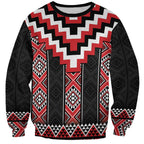Red Taniko Aotearoa Sweatshirt Niho Taniwha Mix Poutama LT14