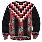 Red Taniko Aotearoa Sweatshirt Niho Taniwha Mix Poutama LT14