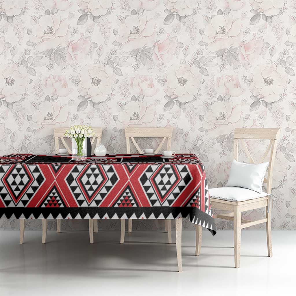 Red Taniko Aotearoa Tablecloth Niho Taniwha Mix Poutama LT14