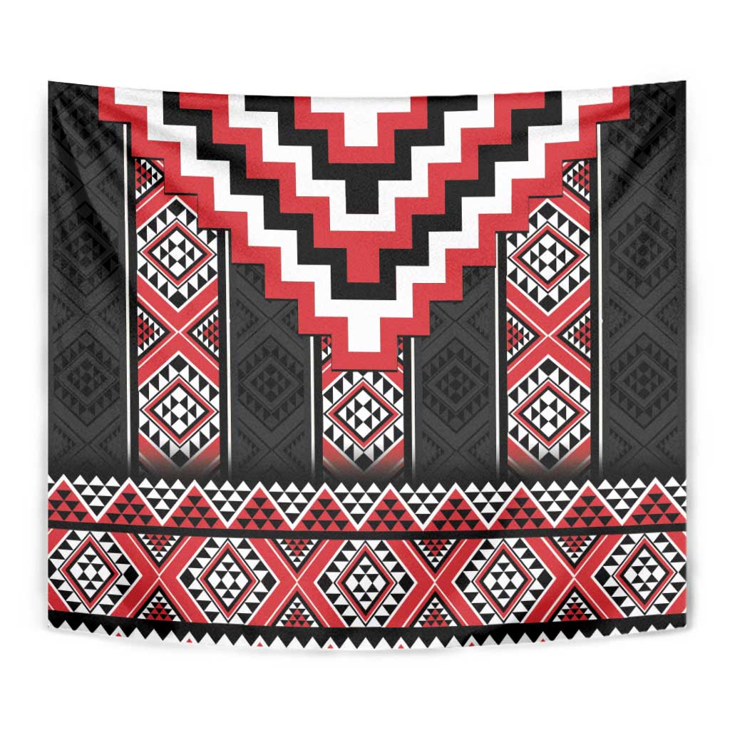 Red Taniko Aotearoa Tapestry Niho Taniwha Mix Poutama LT14