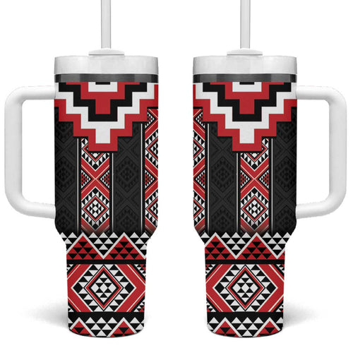 Red Taniko Aotearoa Tumbler With Handle Niho Taniwha Mix Poutama LT14
