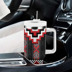 Red Taniko Aotearoa Tumbler With Handle Niho Taniwha Mix Poutama LT14