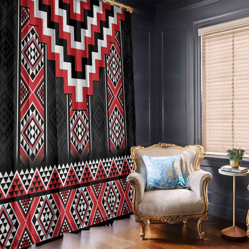 Red Taniko Aotearoa Window Curtain Niho Taniwha Mix Poutama LT14