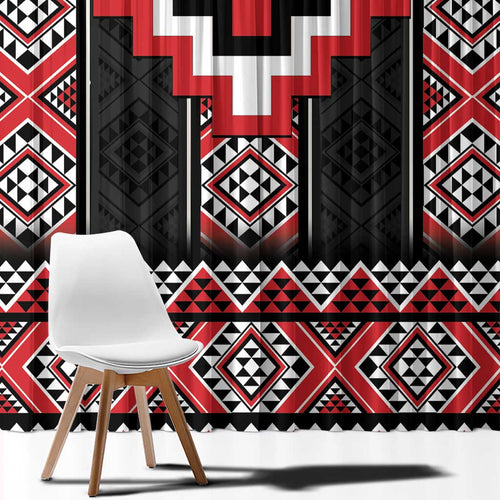 Red Taniko Aotearoa Window Curtain Niho Taniwha Mix Poutama LT14