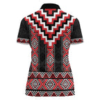 Red Taniko Aotearoa Women Polo Shirt Niho Taniwha Mix Poutama LT14