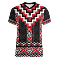 Red Taniko Aotearoa Women V-Neck T-Shirt Niho Taniwha Mix Poutama LT14