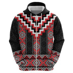 Red Taniko Aotearoa Zip Hoodie Niho Taniwha Mix Poutama LT14