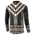 Brown Taniko Aotearoa Button Sweatshirt Niho Taniwha Mix Poutama LT14
