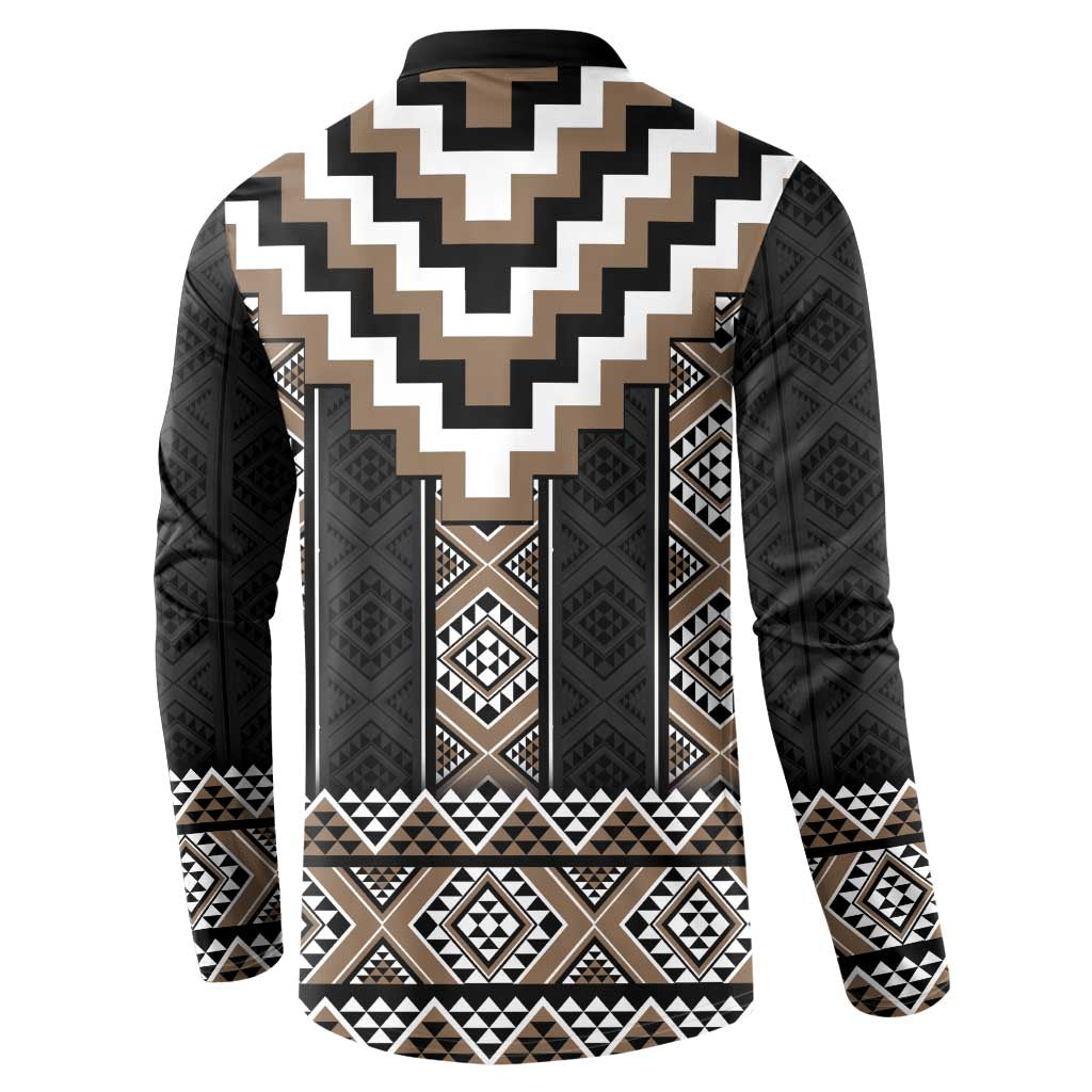 Brown Taniko Aotearoa Button Sweatshirt Niho Taniwha Mix Poutama LT14