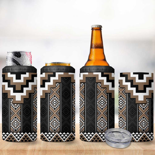 Brown Taniko Aotearoa 4 in 1 Can Cooler Tumbler Niho Taniwha Mix Poutama LT14