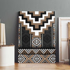 Brown Taniko Aotearoa Canvas Wall Art Niho Taniwha Mix Poutama LT14
