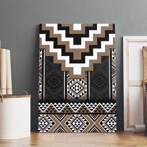 Brown Taniko Aotearoa Canvas Wall Art Niho Taniwha Mix Poutama LT14