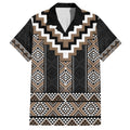 Brown Taniko Aotearoa Family Matching Off The Shoulder Long Sleeve Dress and Hawaiian Shirt Niho Taniwha Mix Poutama LT14