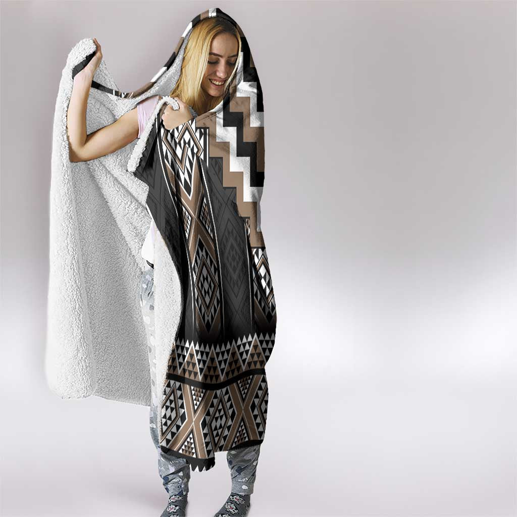 Brown Taniko Aotearoa Hooded Blanket Niho Taniwha Mix Poutama LT14