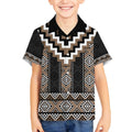 Brown Taniko Aotearoa Kid Hawaiian Shirt Niho Taniwha Mix Poutama LT14