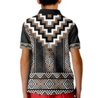 Brown Taniko Aotearoa Kid Polo Shirt Niho Taniwha Mix Poutama LT14