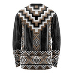 Brown Taniko Aotearoa Long Sleeve Shirt Niho Taniwha Mix Poutama LT14
