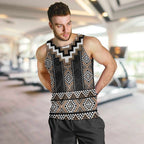 Brown Taniko Aotearoa Men Tank Top Niho Taniwha Mix Poutama LT14