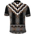Brown Taniko Aotearoa Polo Shirt Niho Taniwha Mix Poutama LT14