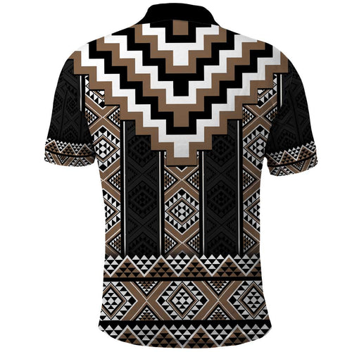 Brown Taniko Aotearoa Polo Shirt Niho Taniwha Mix Poutama LT14