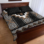 Brown Taniko Aotearoa Quilt Bed Set Niho Taniwha Mix Poutama LT14