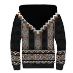 Brown Taniko Aotearoa Sherpa Hoodie Niho Taniwha Mix Poutama LT14