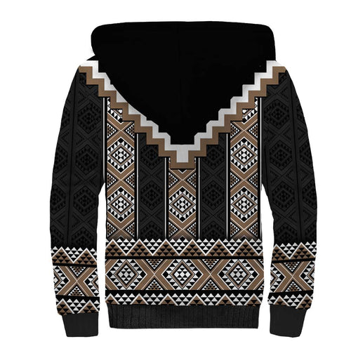 Brown Taniko Aotearoa Sherpa Hoodie Niho Taniwha Mix Poutama LT14
