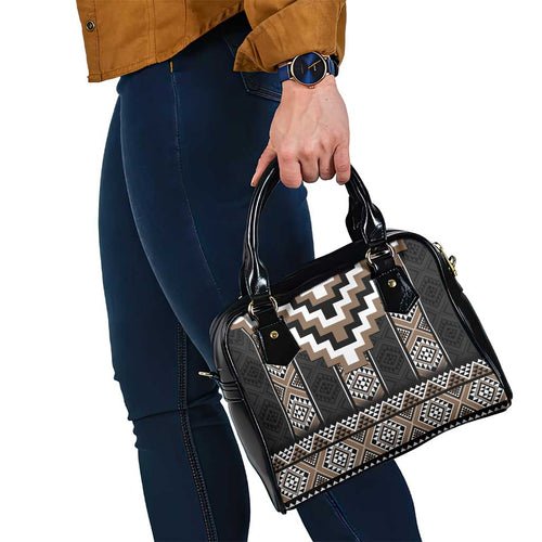Brown Taniko Aotearoa Shoulder Handbag Niho Taniwha Mix Poutama LT14