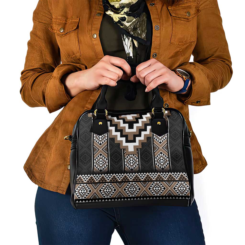 Brown Taniko Aotearoa Shoulder Handbag Niho Taniwha Mix Poutama LT14